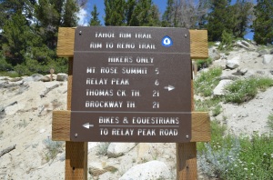 Mt. Rose Trailhead sign